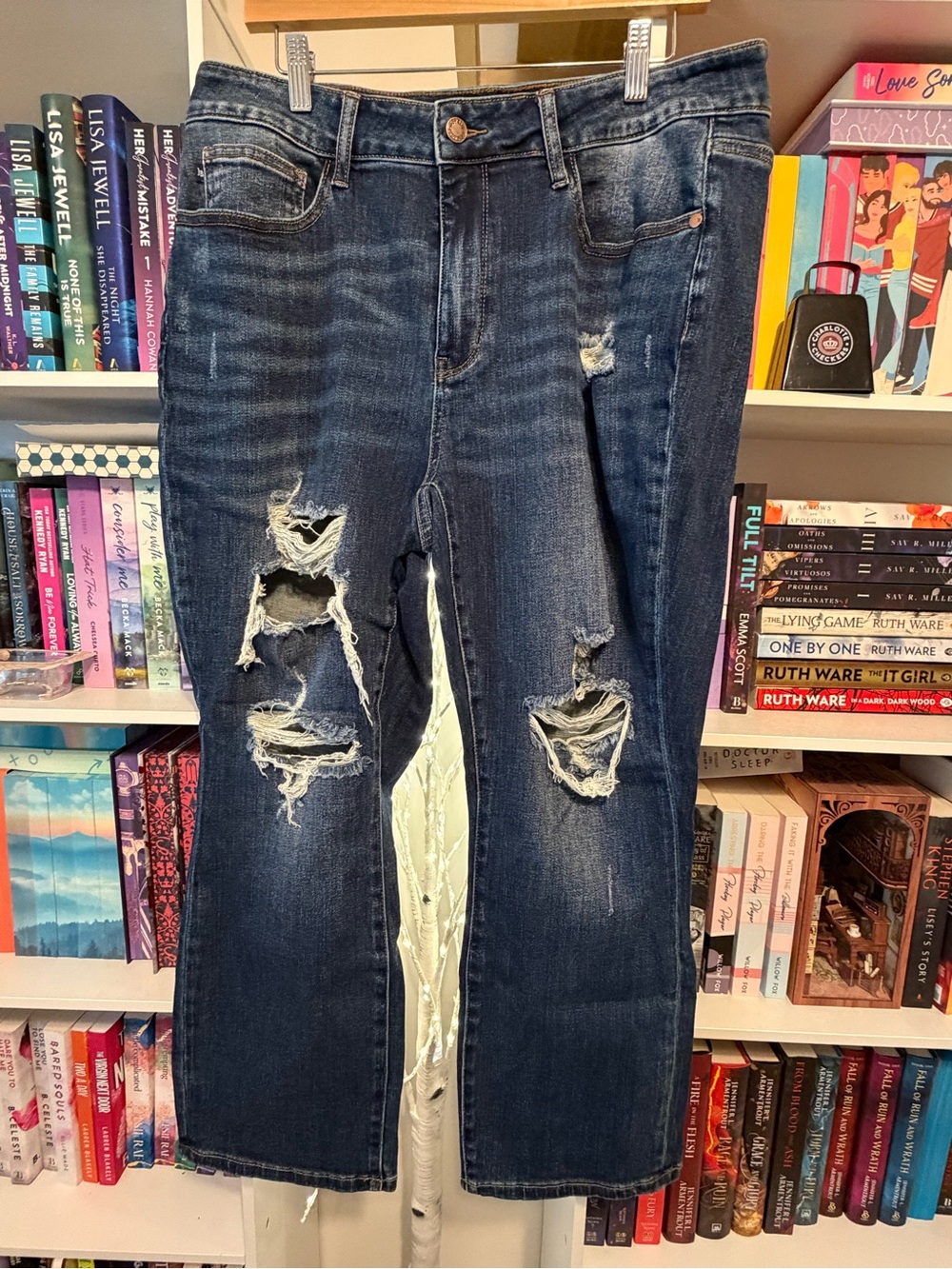 Judy Blue Dark Indigo Distressed Boyfriend Jeans